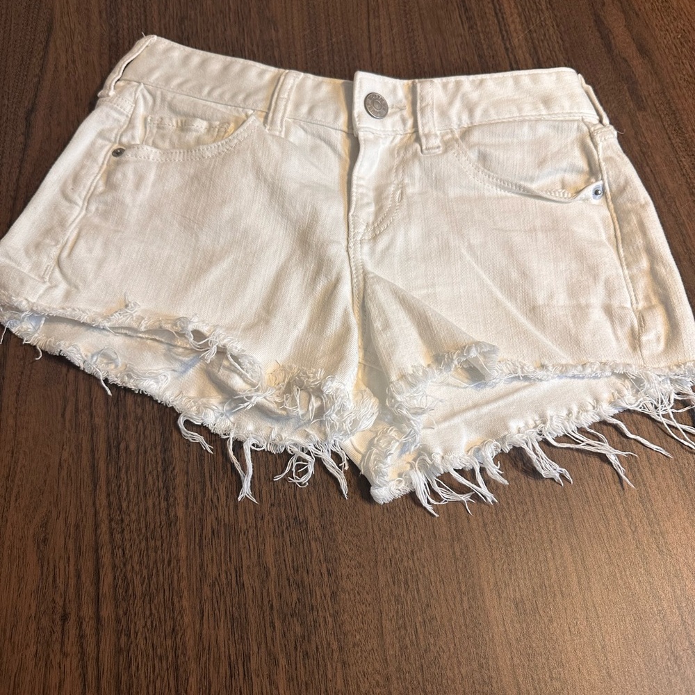 Express White Frayed Jean Shorts